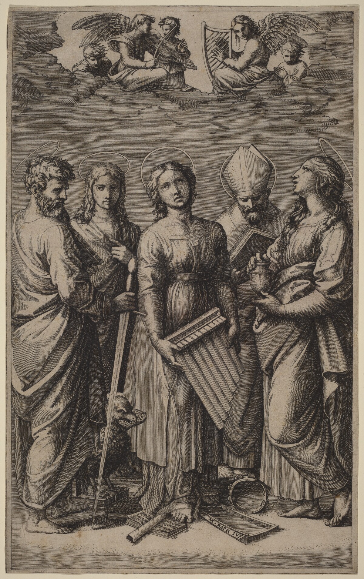 Saint Cecilia by Marcantonio Raimondi after Raphael