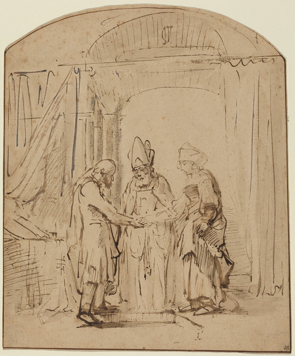 The Betrothal of the Holy Virgin by Studio of Rembrandt van Rijn