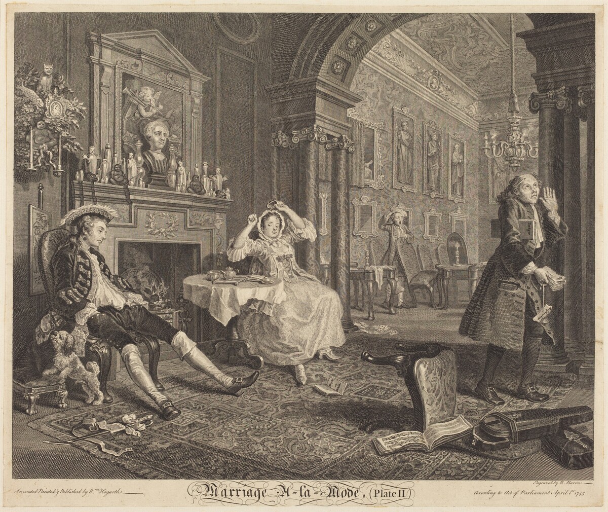 Marriage a la Mode: pl. 2 by Bernard Baron after William Hogarth