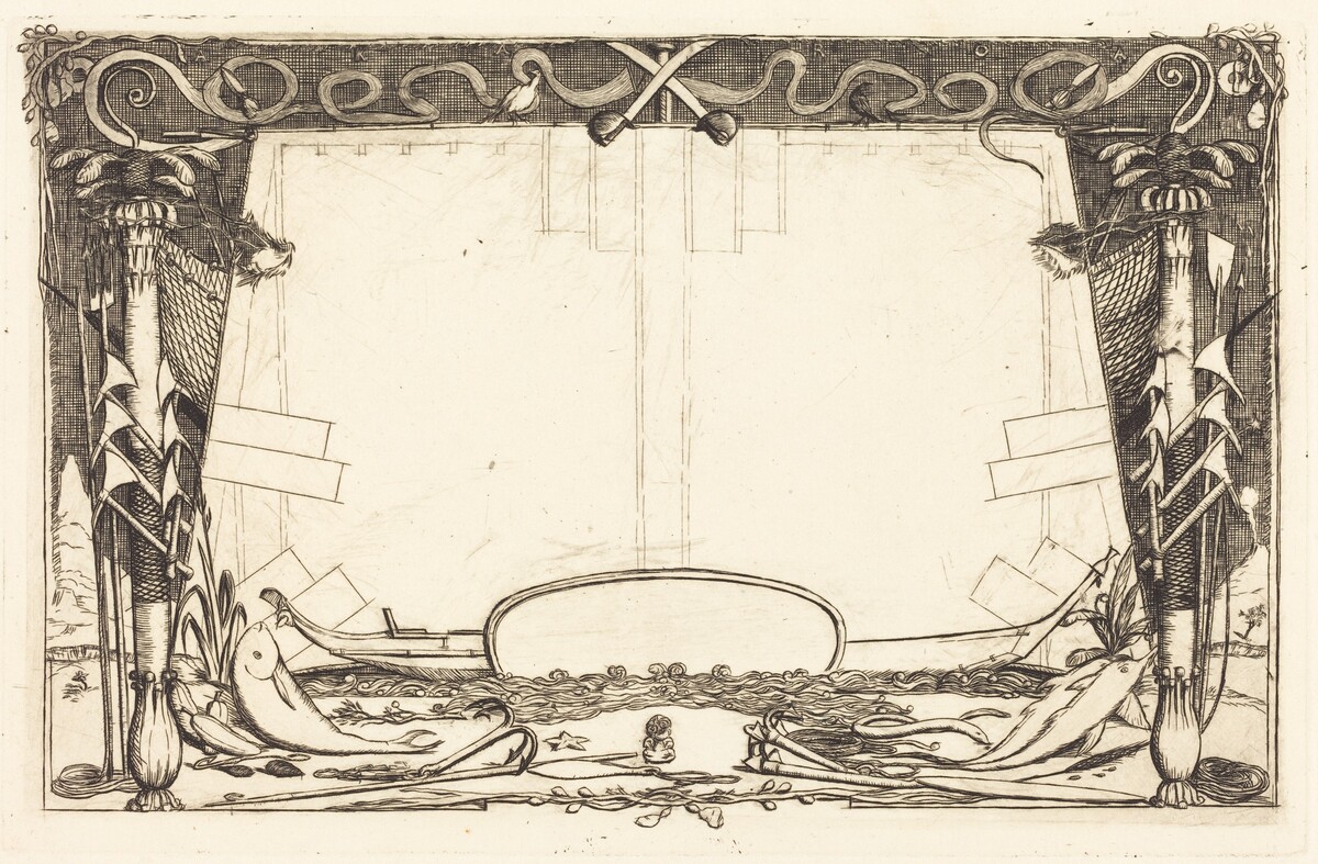 Couverture du "Voyage à la nouvelle Zélande" (Cover for the Set of Etchings Entitled "A Voyage to New Zealand") by Charles Meryon