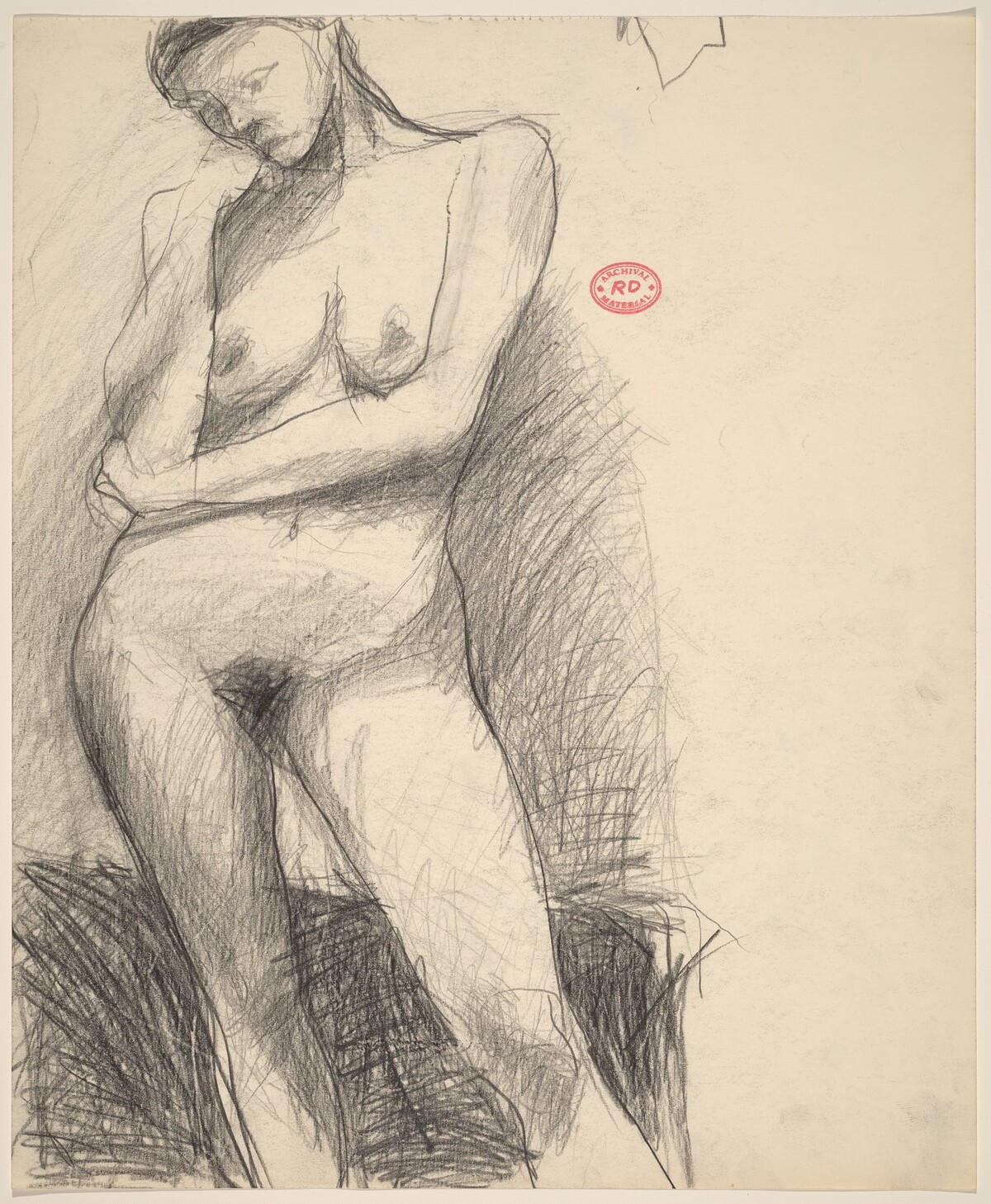 Untitled [standing nude resting her head on her right hand] by Richard Diebenkorn