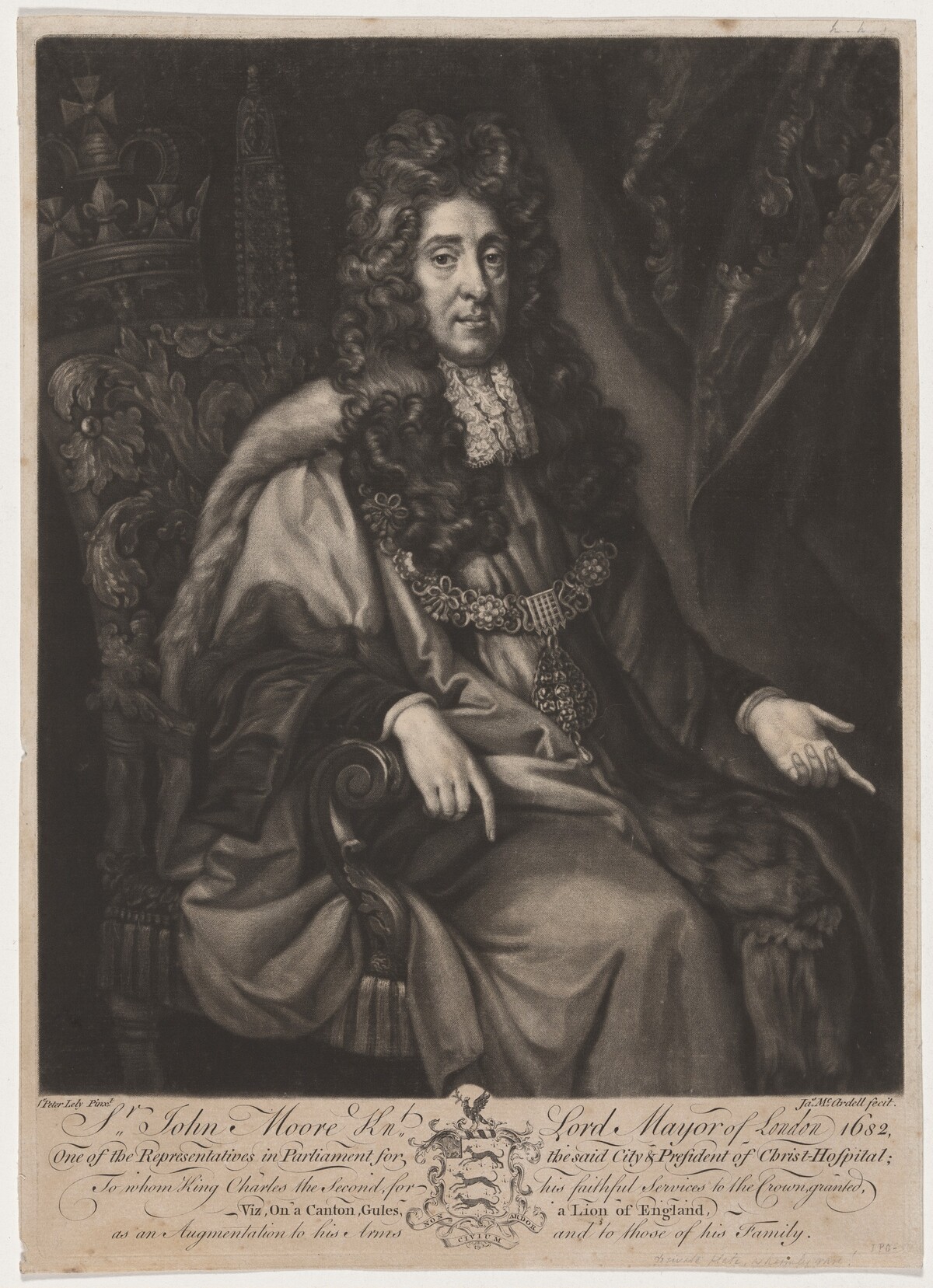 Sir John Moore by James MacArdell after Sir Peter Lely