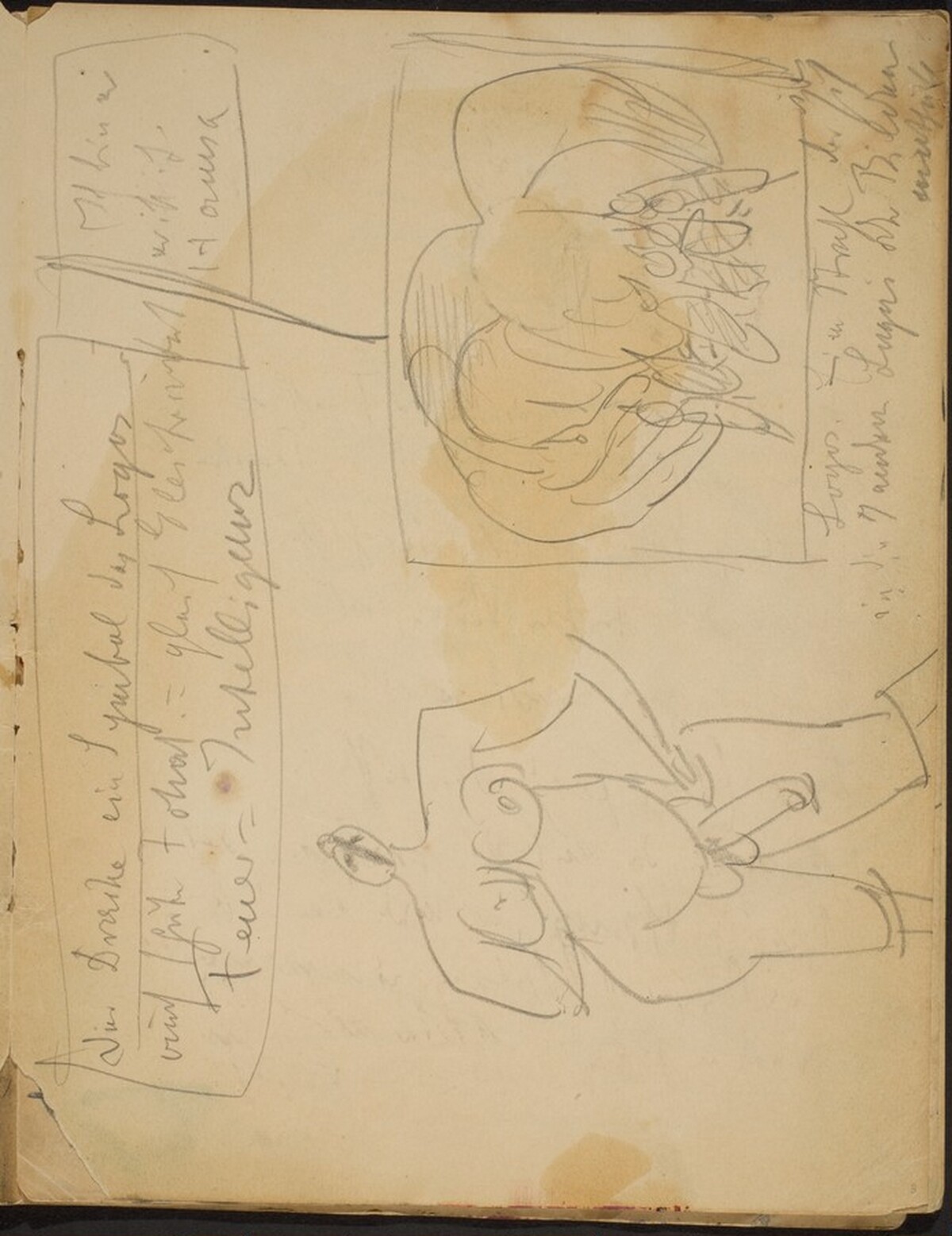 Zwei Skizzen und Notizen (Two Sketches with Notations) [p. 3] by Max Beckmann