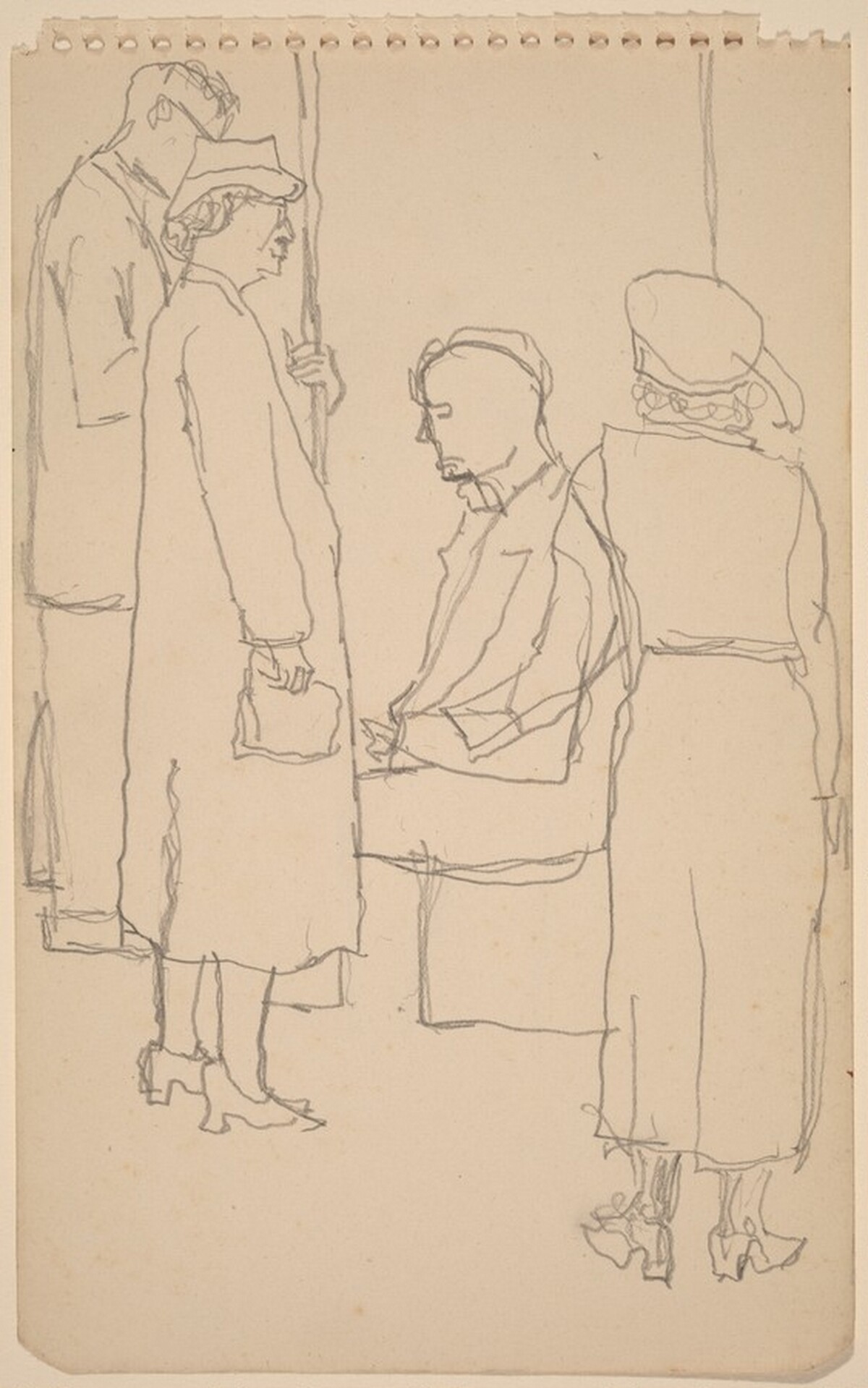 Riders on the Subway [recto] by Alex Katz