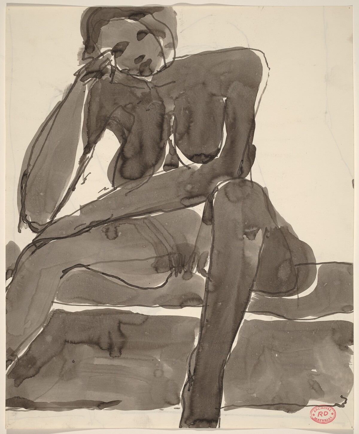Untitled [seated nude resting her head on her right hand] [recto] by Richard Diebenkorn