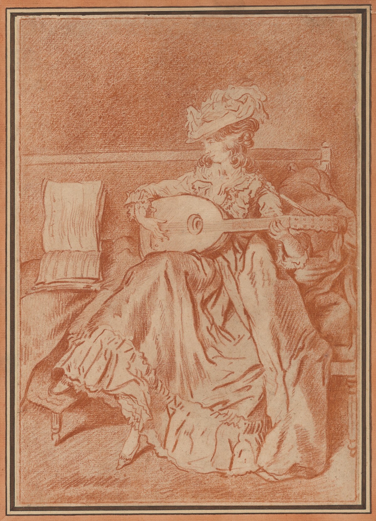 Seated Woman with a Mandolin by Louis Rolland Trinquesse