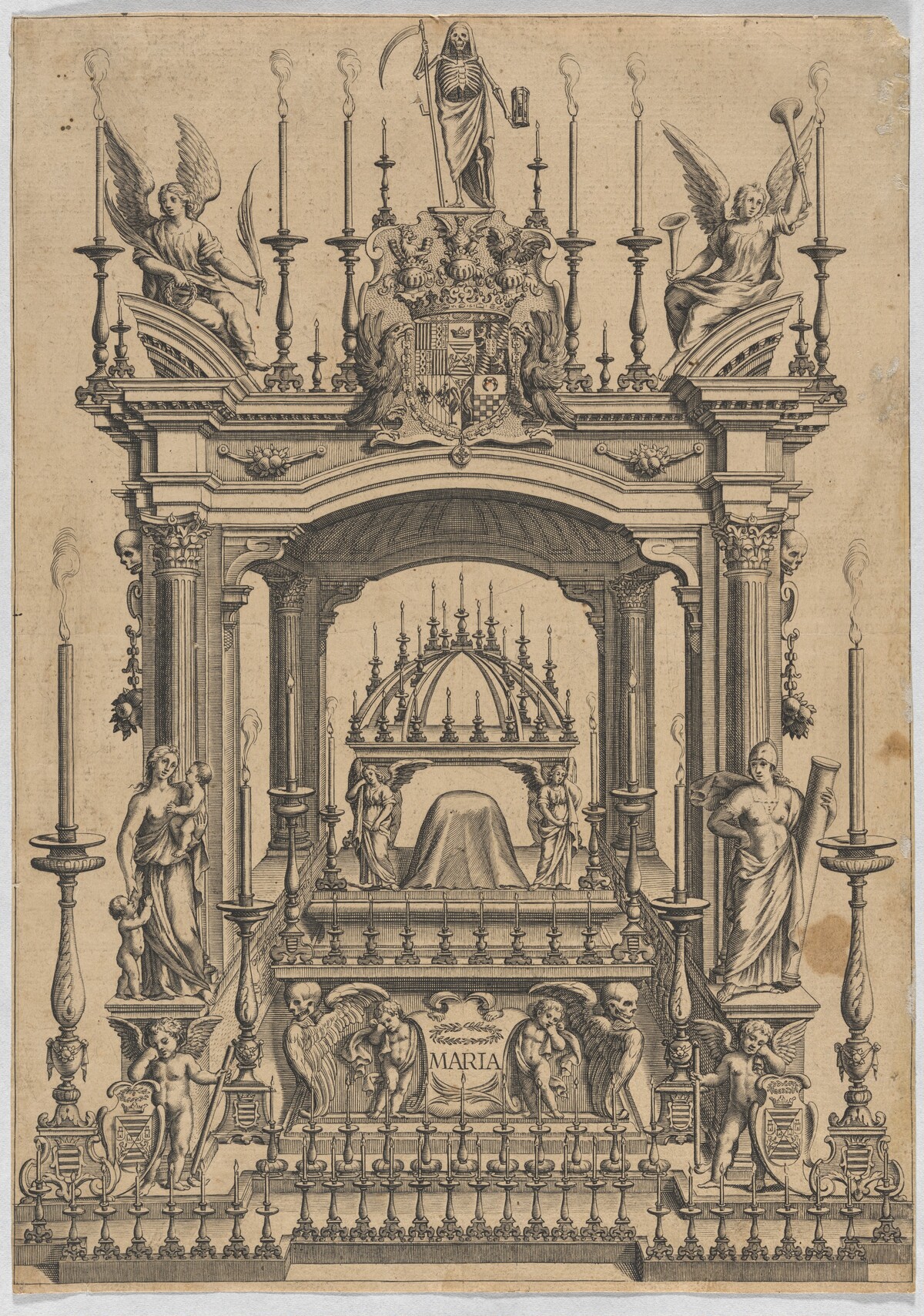 Catafalque for an Unknown Woman Named Maria by Spanish (?) 17th Century