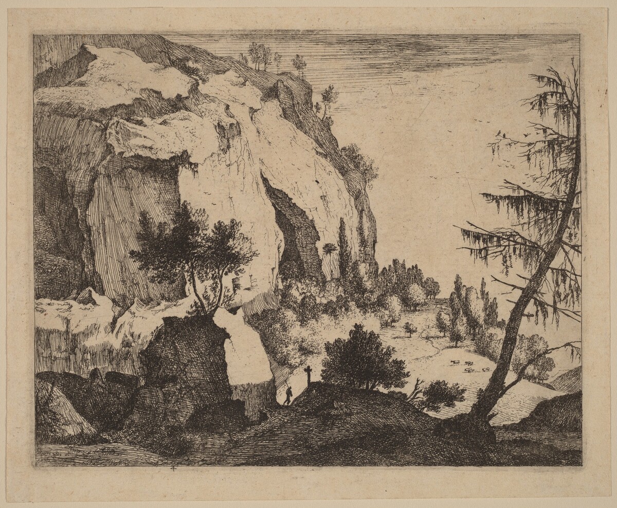 Rocky Landscape with Fir: pl.4 by Roelant Roghman and Melchior Küsel