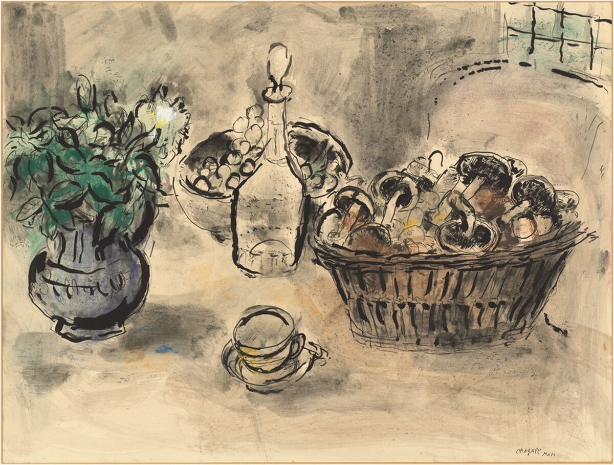 Basket of Mushrooms by Marc Chagall