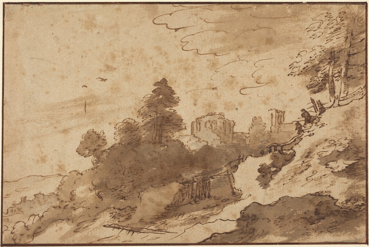 Landscape with Bridge and Ruins in Background by Pieter Dircksz Santvoort