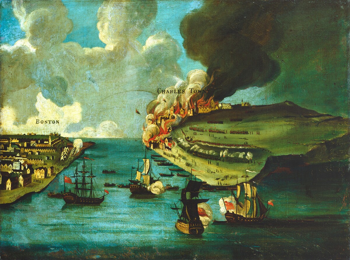 Attack on Bunker's Hill, with the Burning of Charles Town by American 18th Century