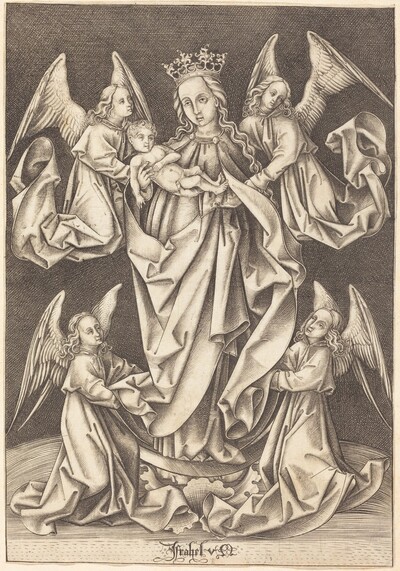 The Madonna and Child on the Crescent Supported by Four Angels