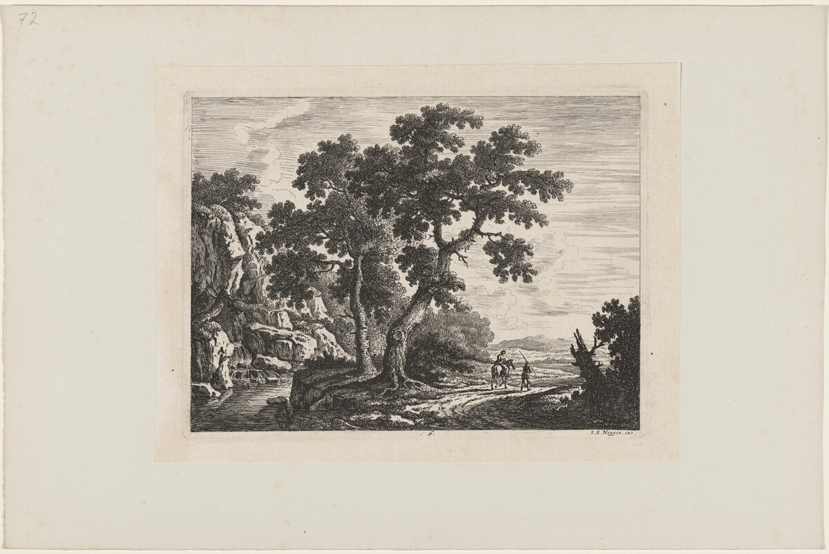 Rider on a Path by a Waterfall by Johann Christoph Dietzsch