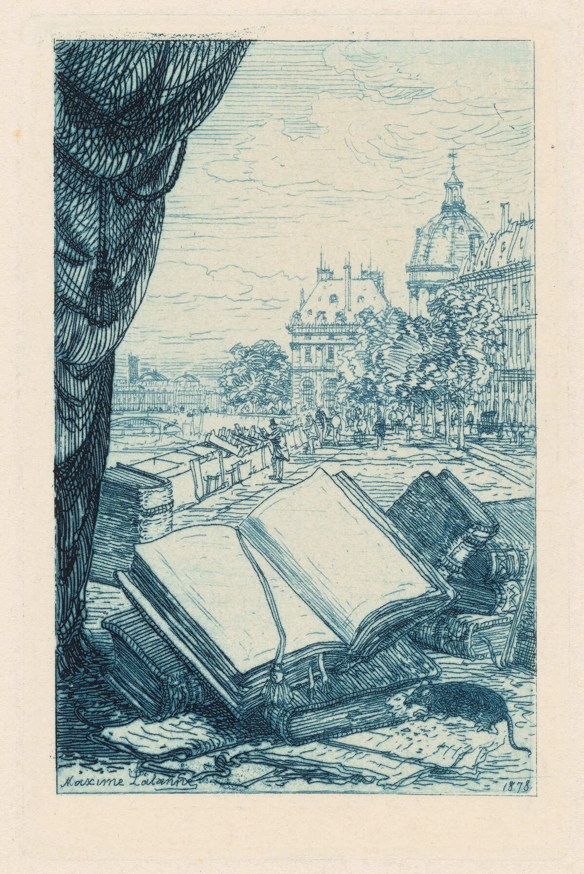 Frontispiece for "Un bouquiniste parisien : le père Lécureux" by Maxime Lalanne