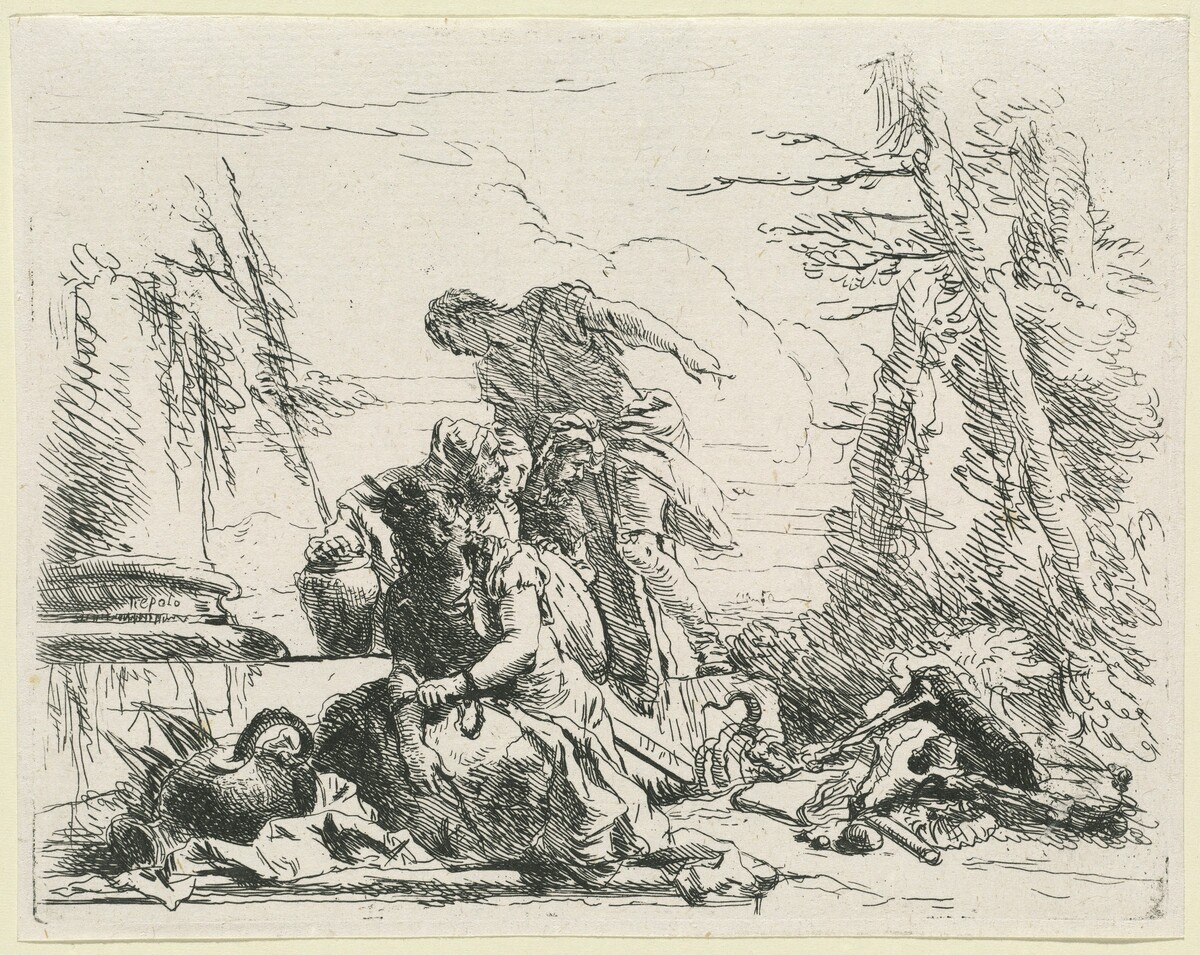 Women and Men Regarding a Burning Pyre of Bones by Giovanni Battista Tiepolo