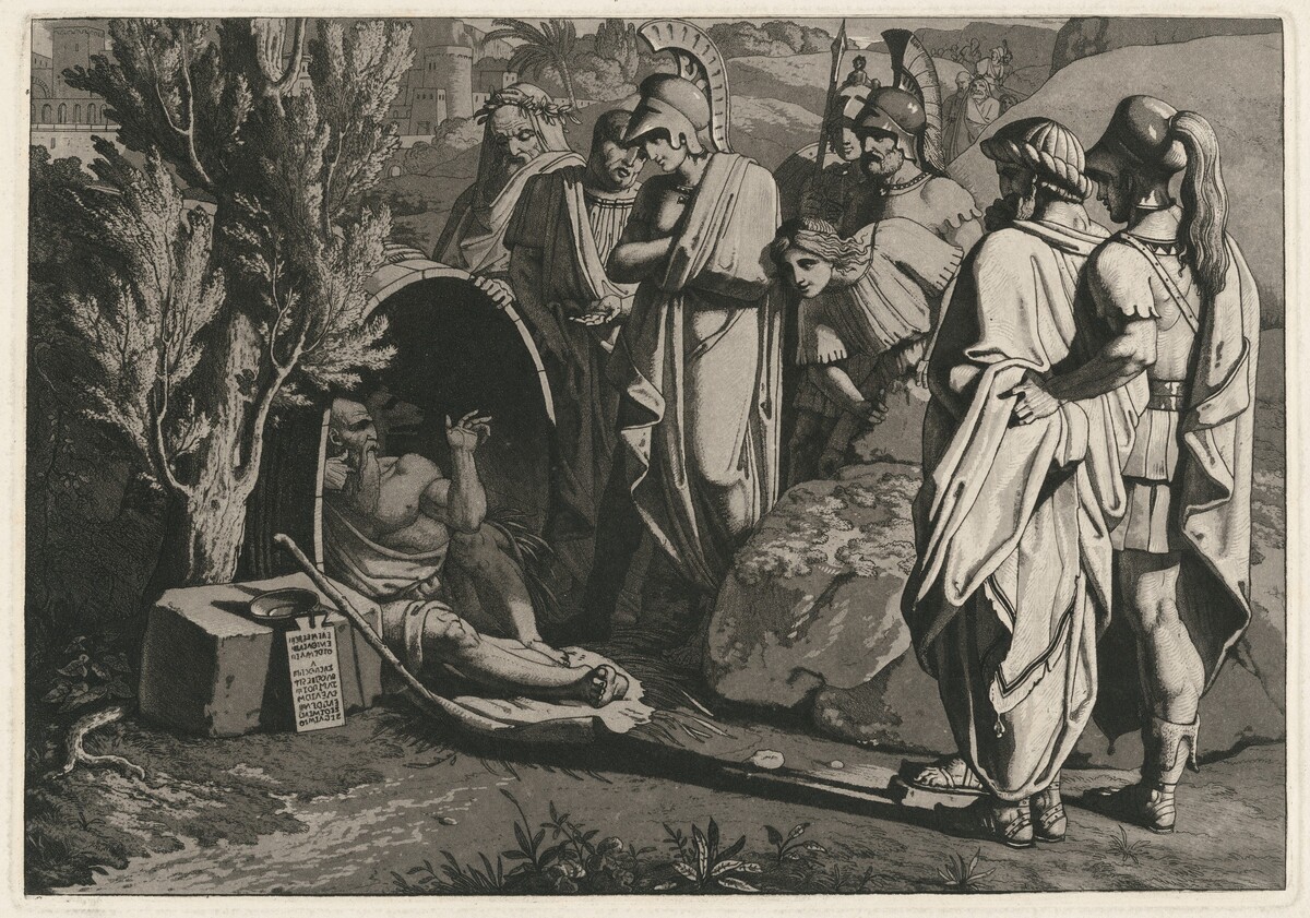 Diogenes in His Tub with Alexander and His Generals by Carl Russ