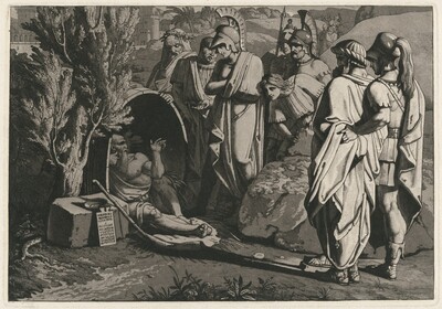 Diogenes in His Tub with Alexander and His Generals