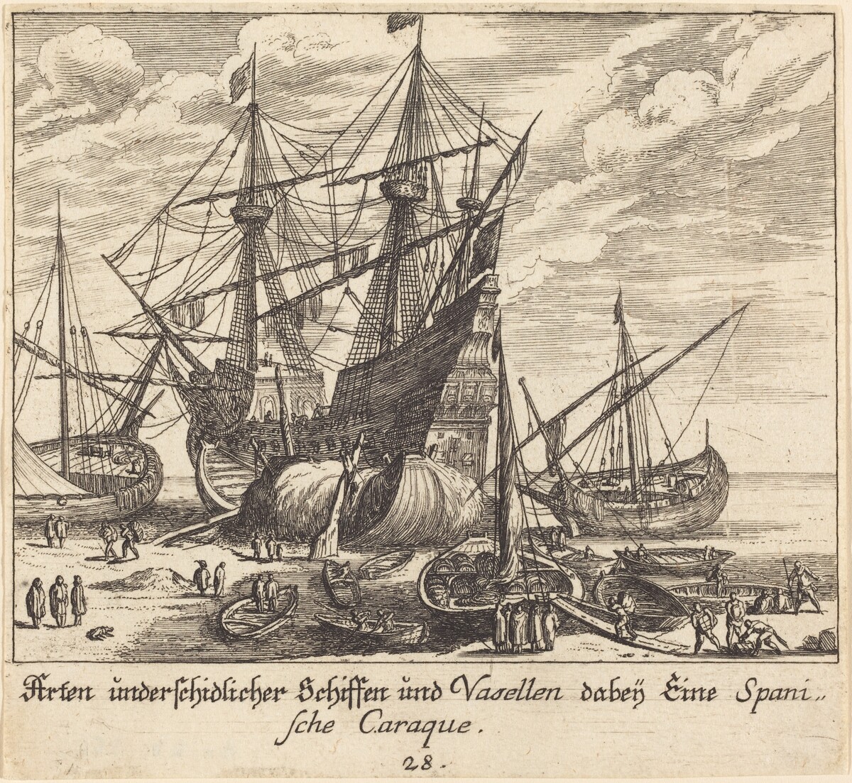 Ships by Melchior Küsel after Johann Wilhelm Baur