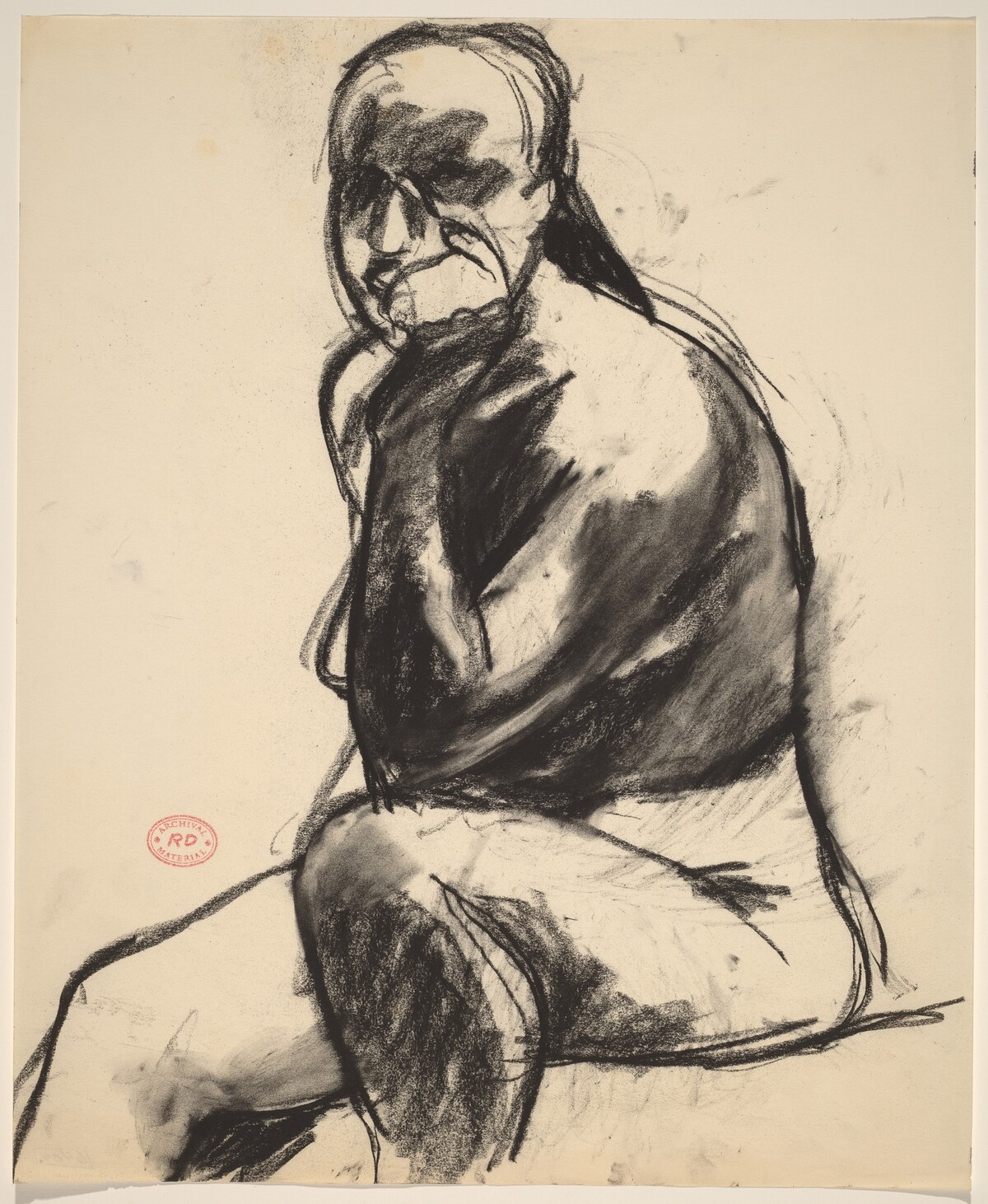 Untitled [seated nude resting her head on her left hand] by Richard Diebenkorn