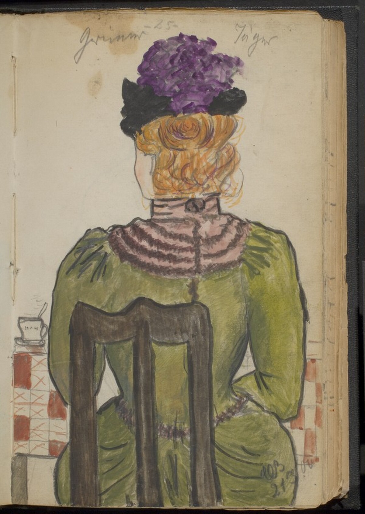 Elegantly Dressed Woman Seated at a Table by Max Beckmann