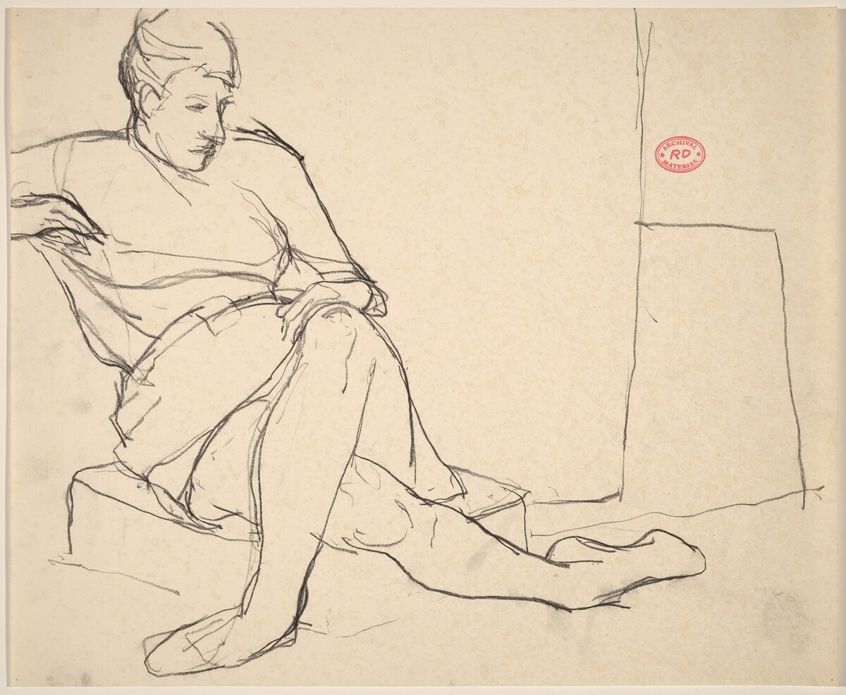 Untitled [woman seated on a cushion on the floor] [recto] by Richard Diebenkorn