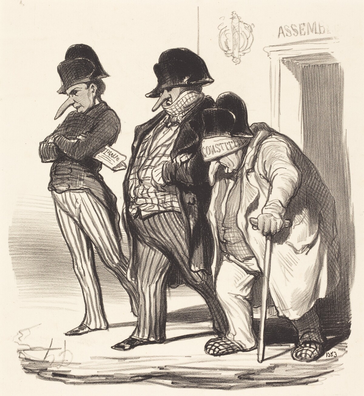 Les Journaux Napoléoniens sortant de l'Assemblée Nationale... by Honoré Daumier