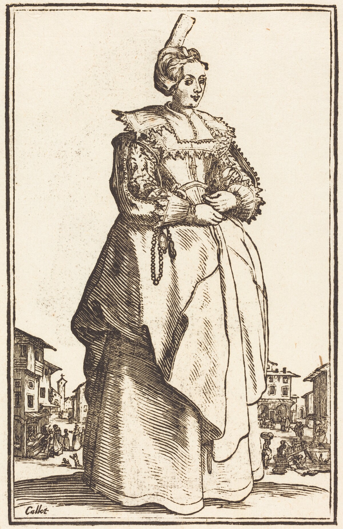 Noble Woman with a Small Hat by after Jacques Callot