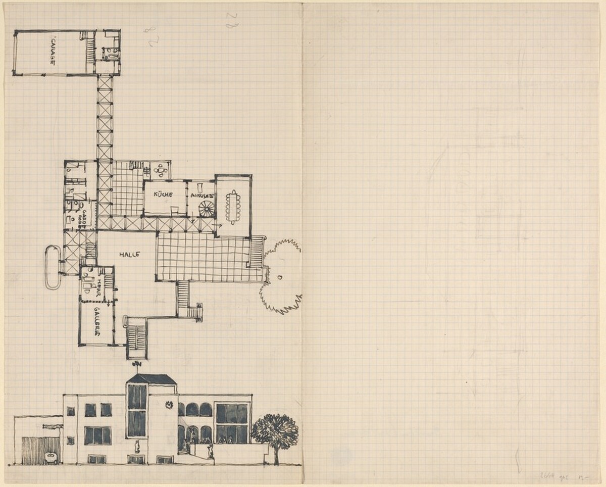 Plan and Elevation of a House by Josef Hoffmann