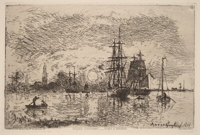 Setting Sun over Antwerp Harbor (Soleil couchant - port d'Anvers)