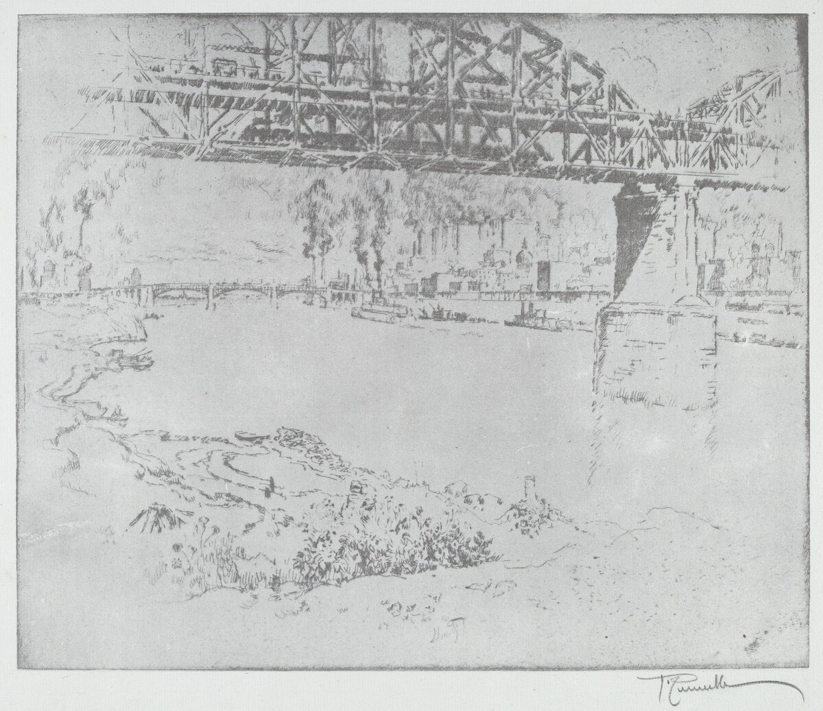 The City Bridge, St. Louis [bottom] by after Joseph Pennell
