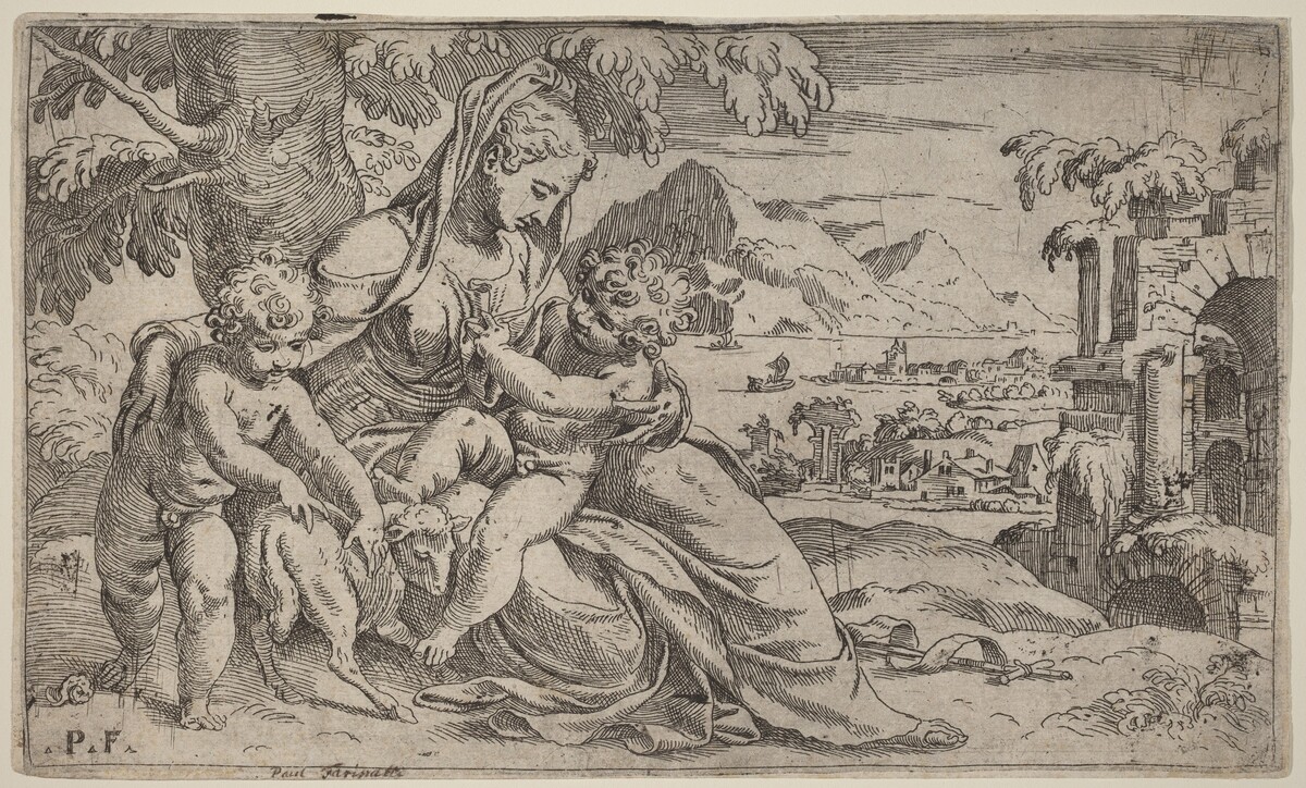 Madonna and Child with John the Baptist by Orazio Farinati after Paolo Farinati