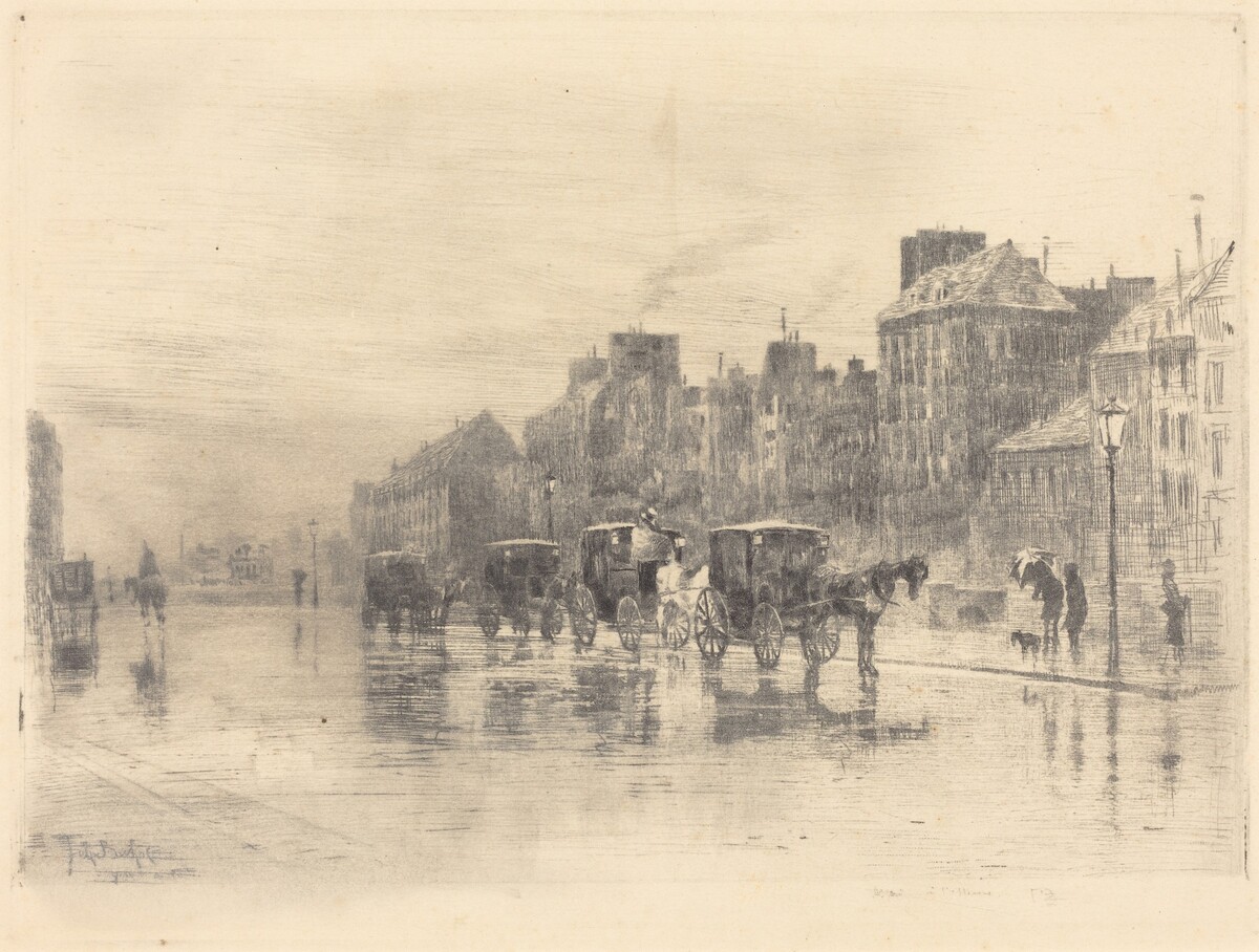 Une Matinée d'Hiver au Quai de l'Hôtel-Dieu (Winter Morning on the Quai de l'Hôtel-Dieu) by Félix-Hilaire Buhot