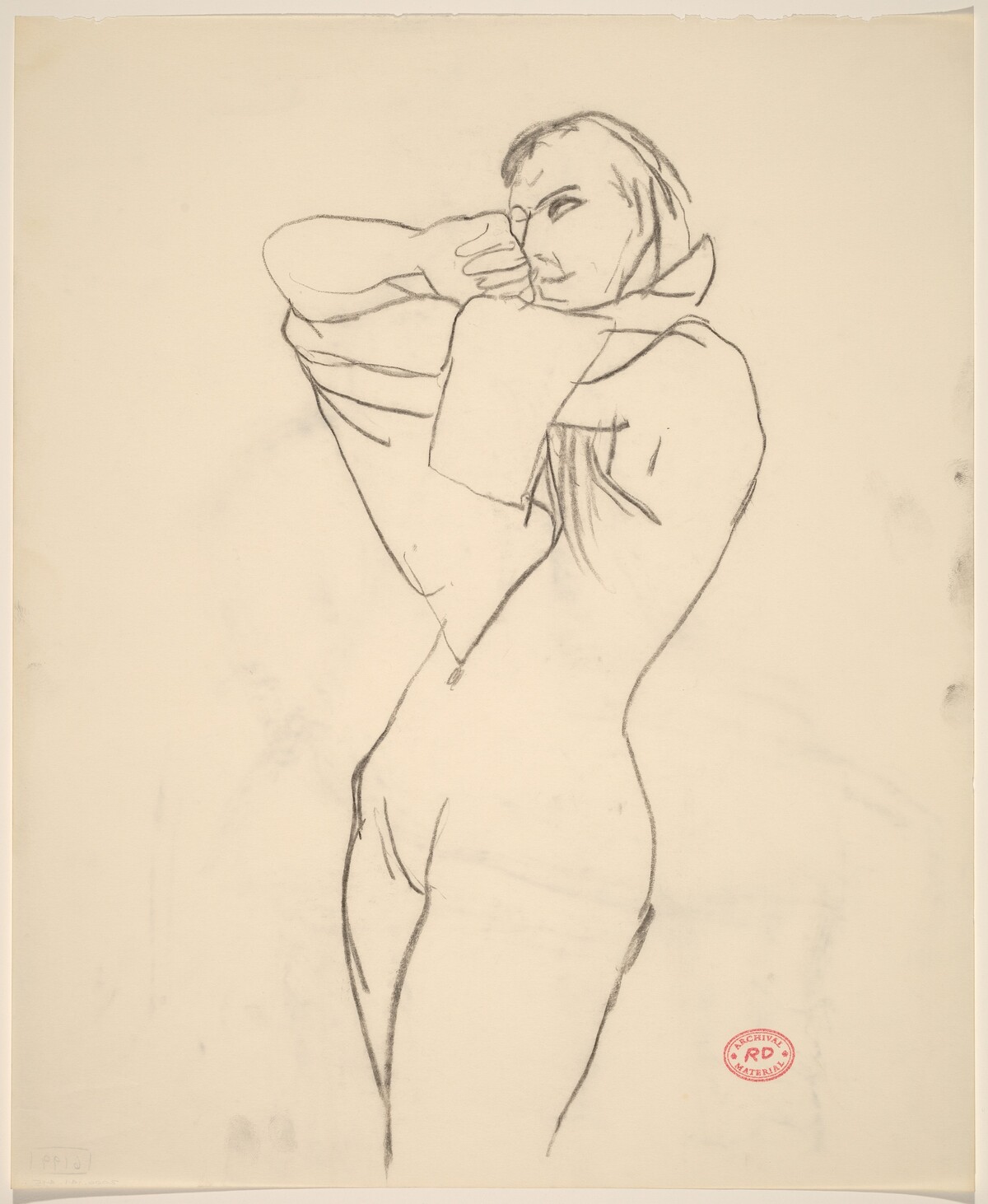 Untitled [female nude adjusting her shirt] by Richard Diebenkorn