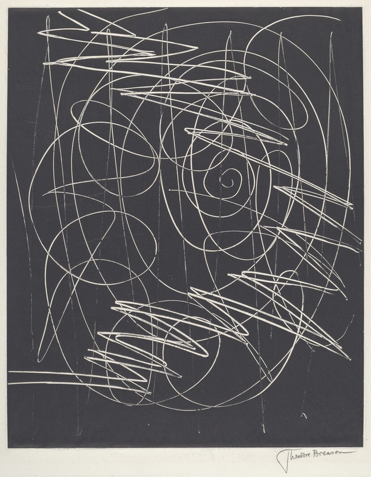 Untitled (White on Black Abstract) by Theodore Brenson
