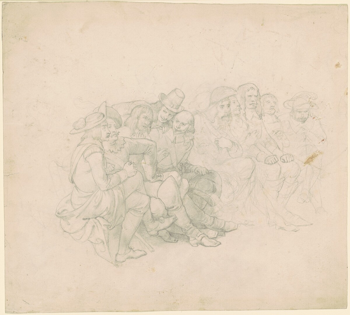 Men in Seventeenth-Century Costumes [recto] by Emanuel Gottlieb Leutze
