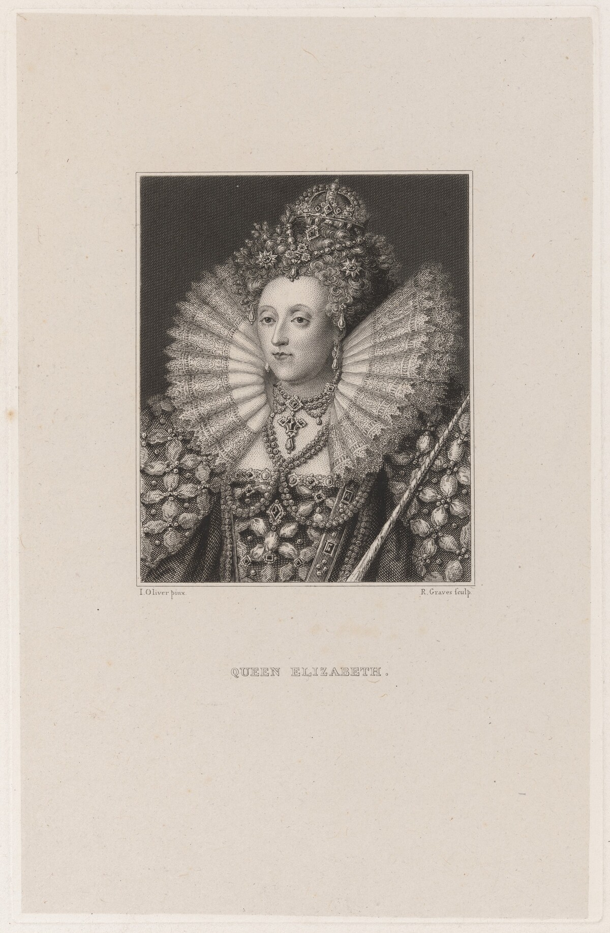 Queen Elizabeth by Robert Graves after Isaac Oliver