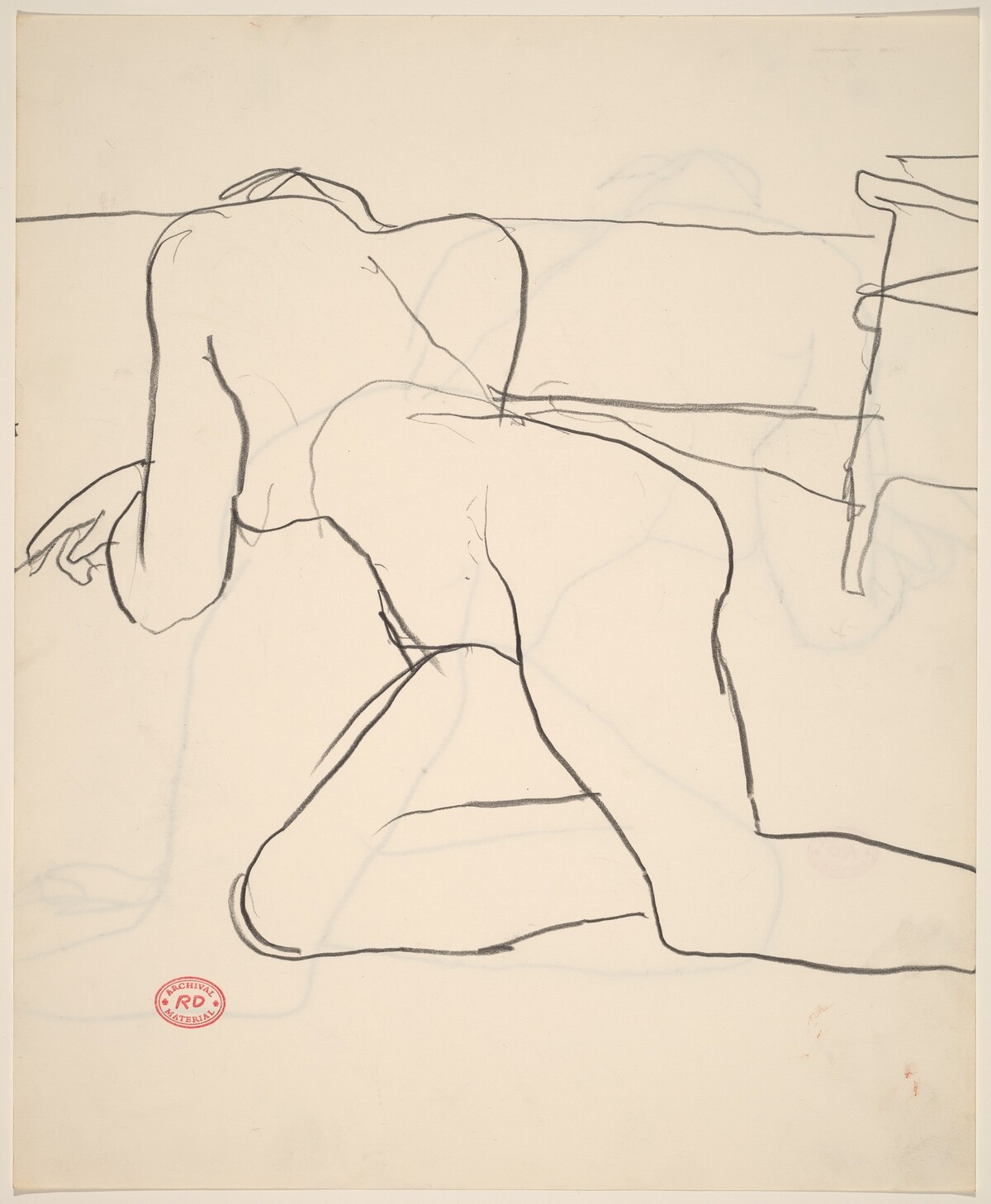 Untitled [reclining nude turning to rest on her arms] by Richard Diebenkorn