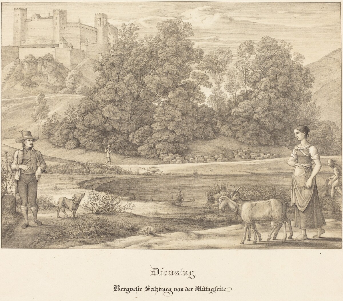 Dienstag - Bergveste Salzburg vor der Mittagseit (Tuesday - The Castle of Salzburg from the Noontime Side) by Ferdinand Olivier