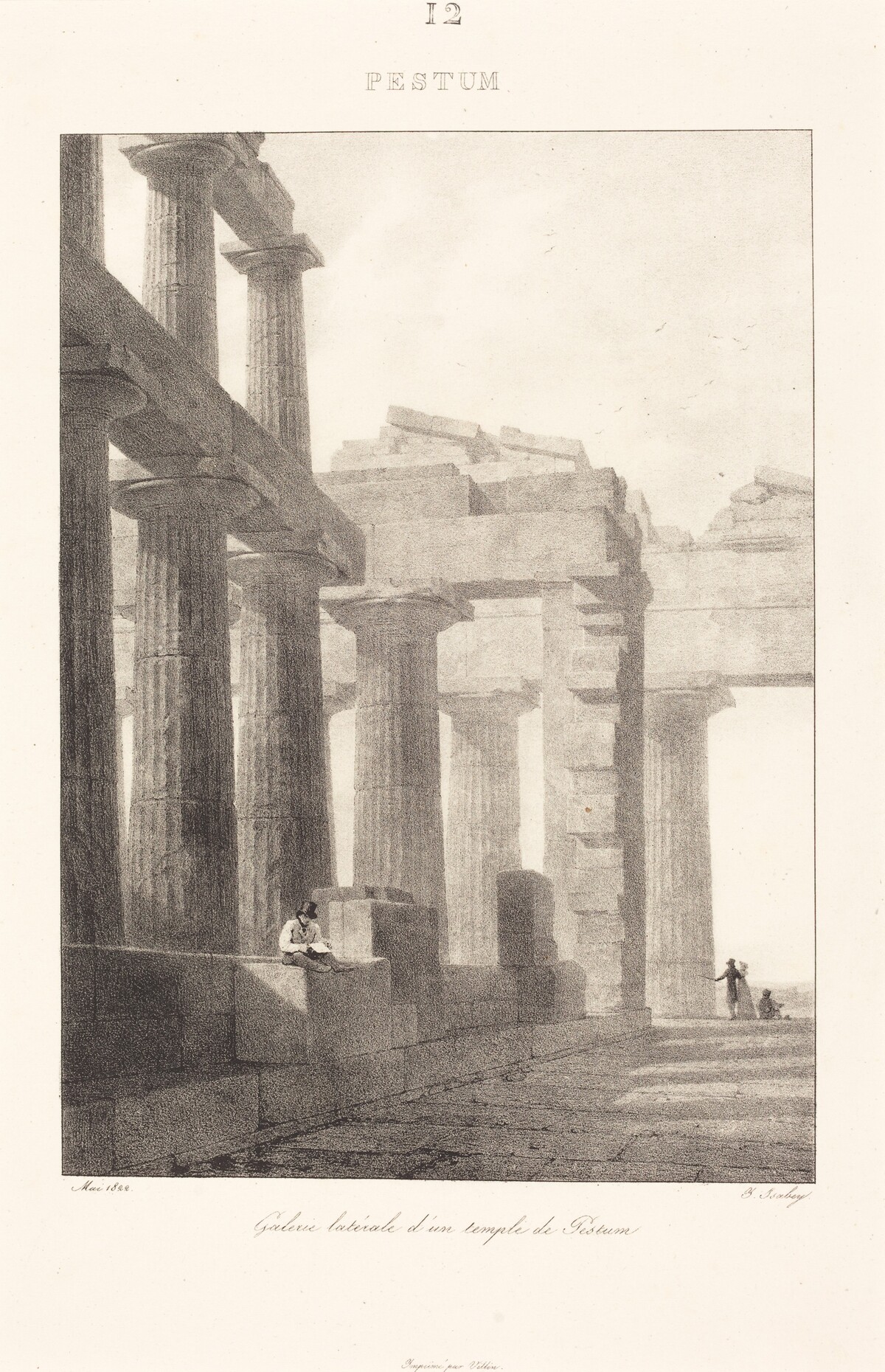 Galerie latérale d'un temple de Pestum by Jean-Baptiste Isabey