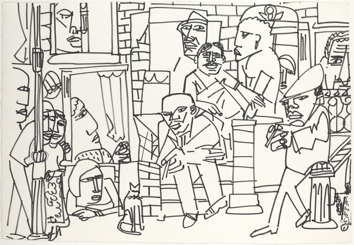 The Street (Composition for Richard Wright) by Romare Bearden