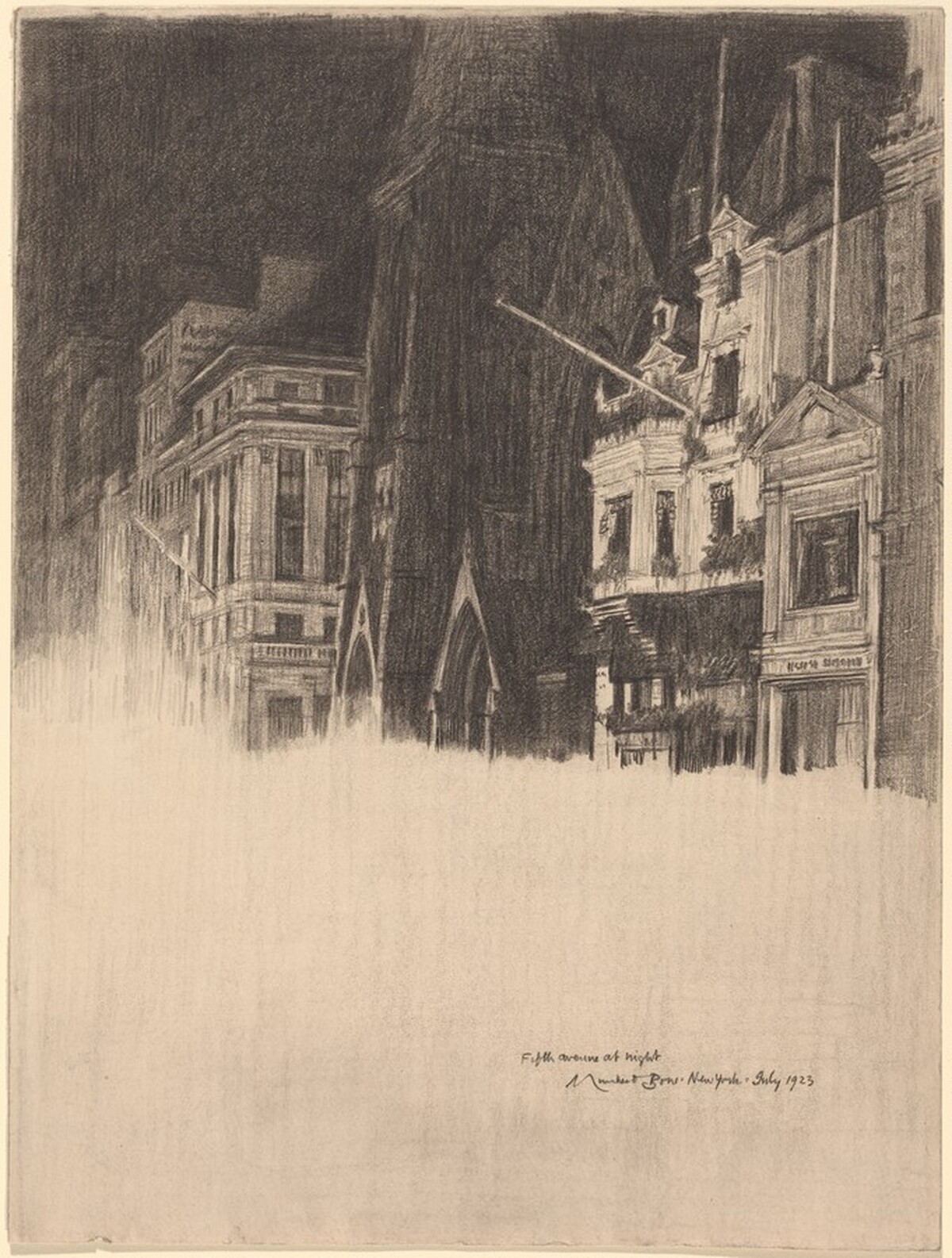 Fifth Avenue at Night by Sir Muirhead Bone