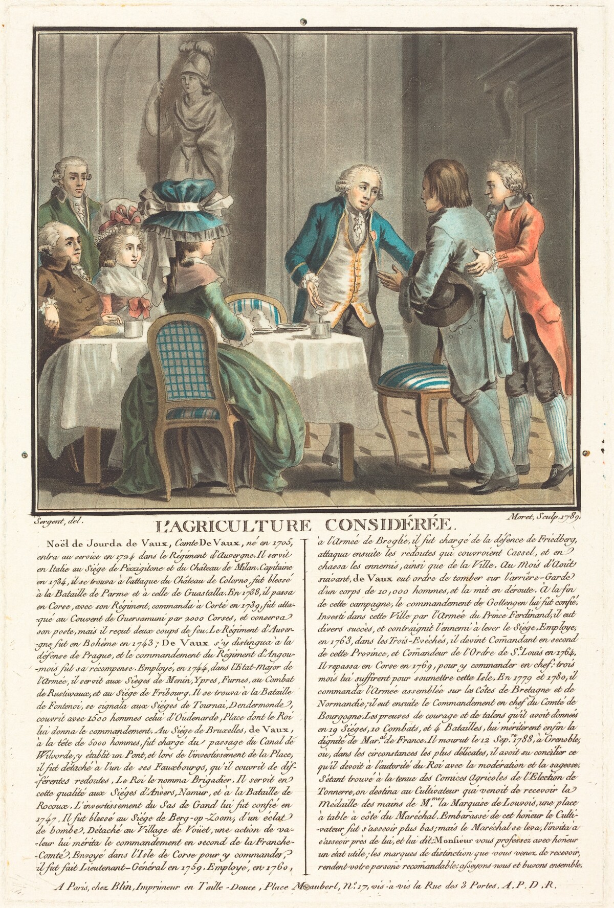L'agriculture consideree, le Comte de Veaux by Jean-Baptiste Morret after Antoine-François Sergent