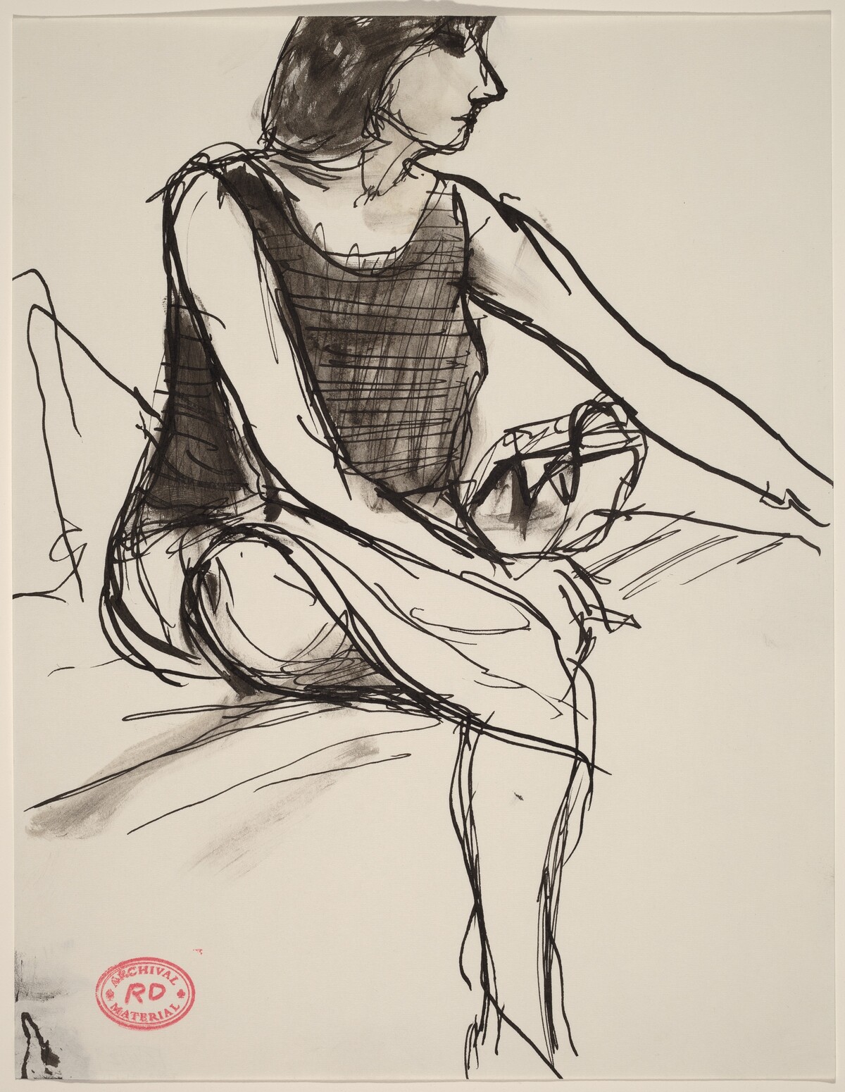 Untitled [woman with cigarette seated beside her purse] by Richard Diebenkorn