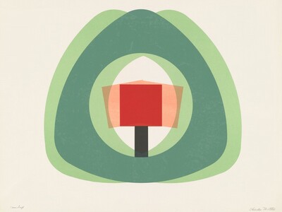 Green Realeau Form with Red Cube