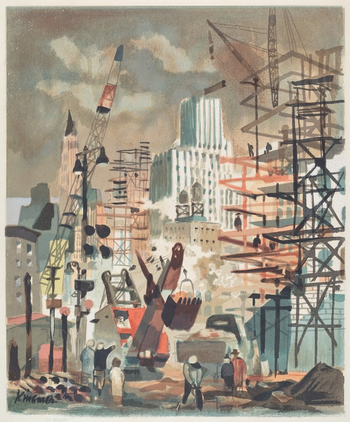 Untitled (Construction Scene, New York) by Dong M. Kingman