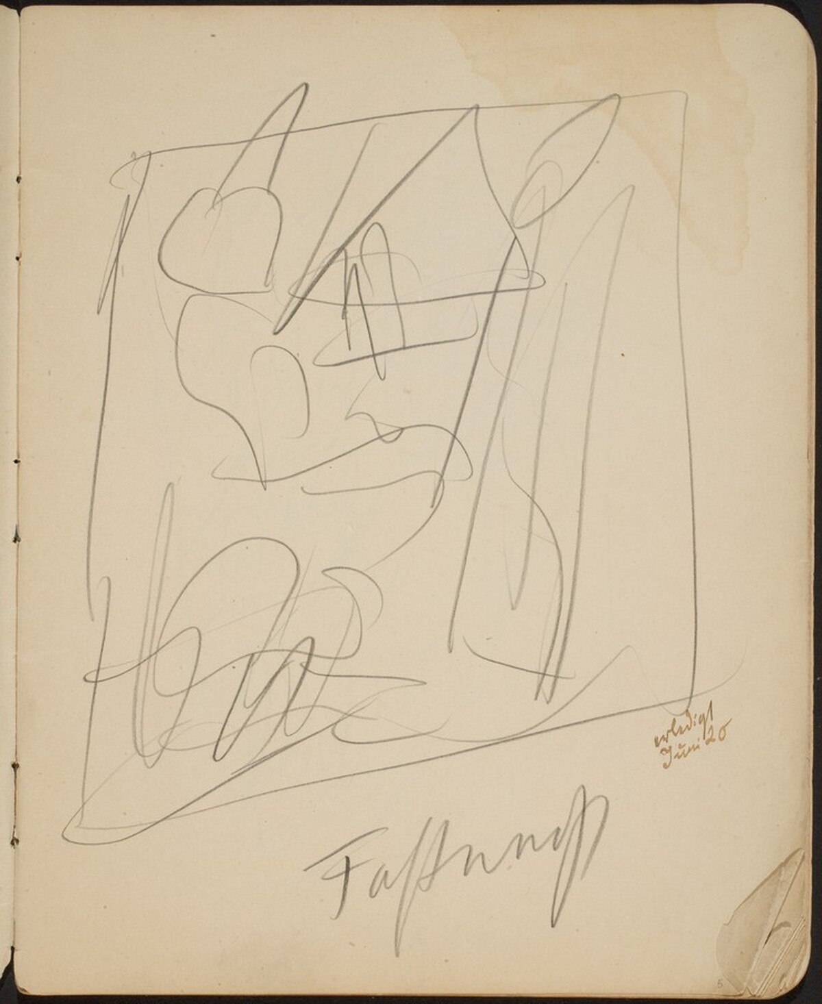 Kompositionsskizze (Sketch with Inscription) [p. 5] by Max Beckmann