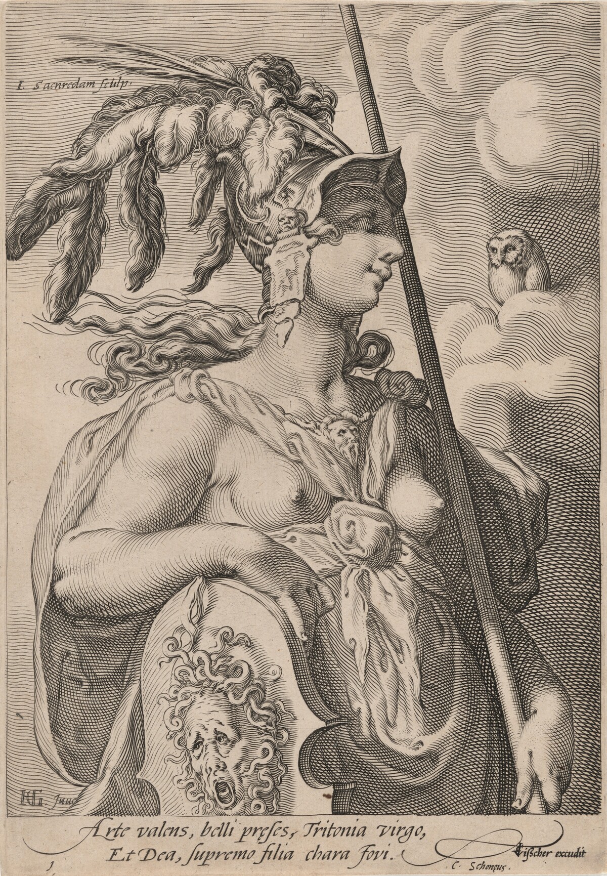 Pallas Athena by Jan Pietersz Saenredam, after Hendrick Goltzius