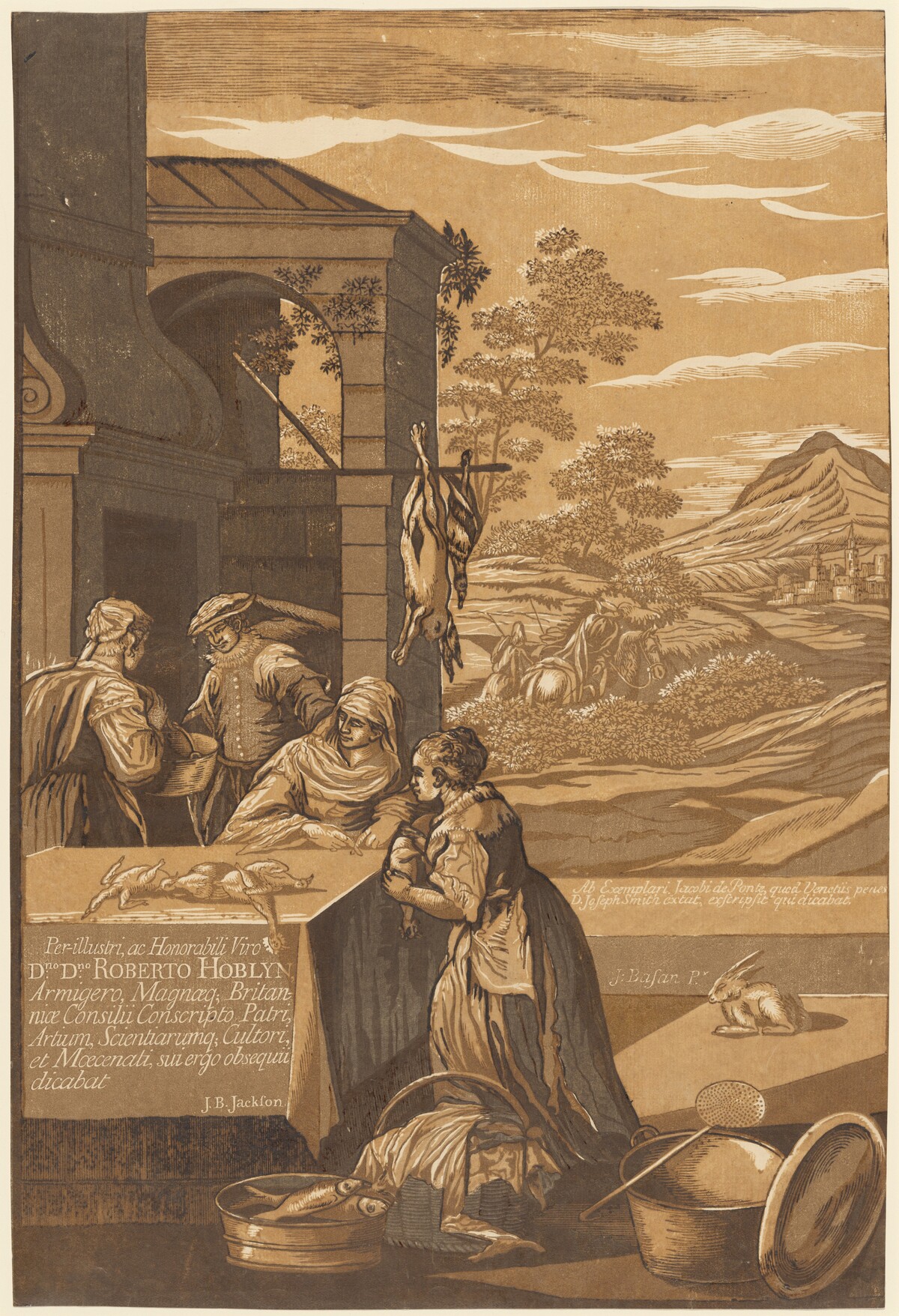 Dives and Lazarus (Left Panel) by John Baptist Jackson, after Jacopo Bassano