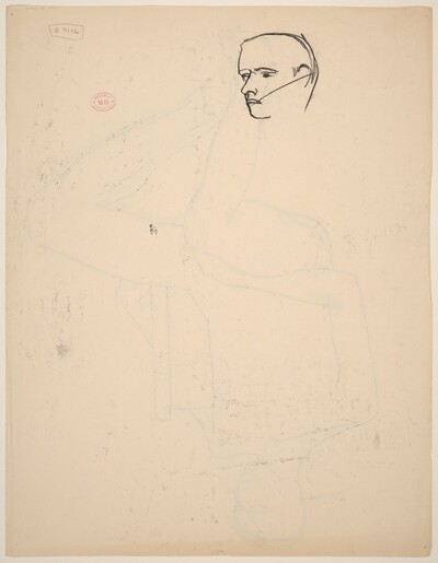 Untitled [detail of a man's head] [verso]