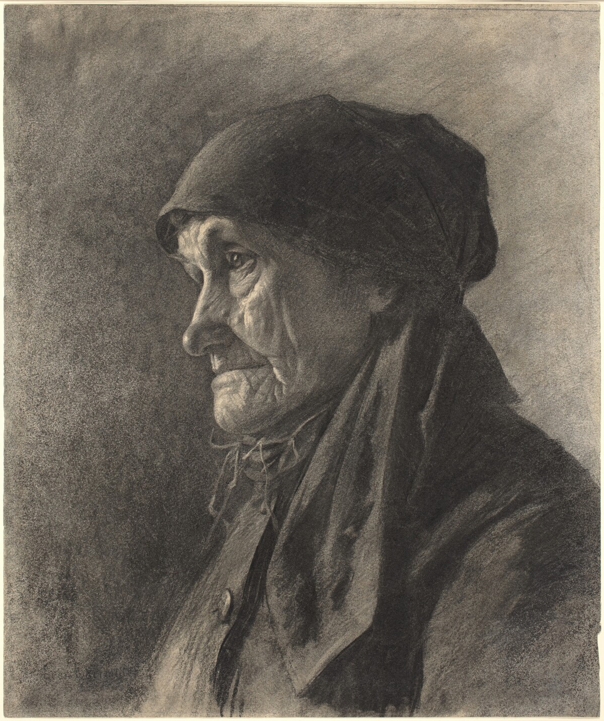 An Elderly Peasant Woman by Léon-Augustin Lhermitte